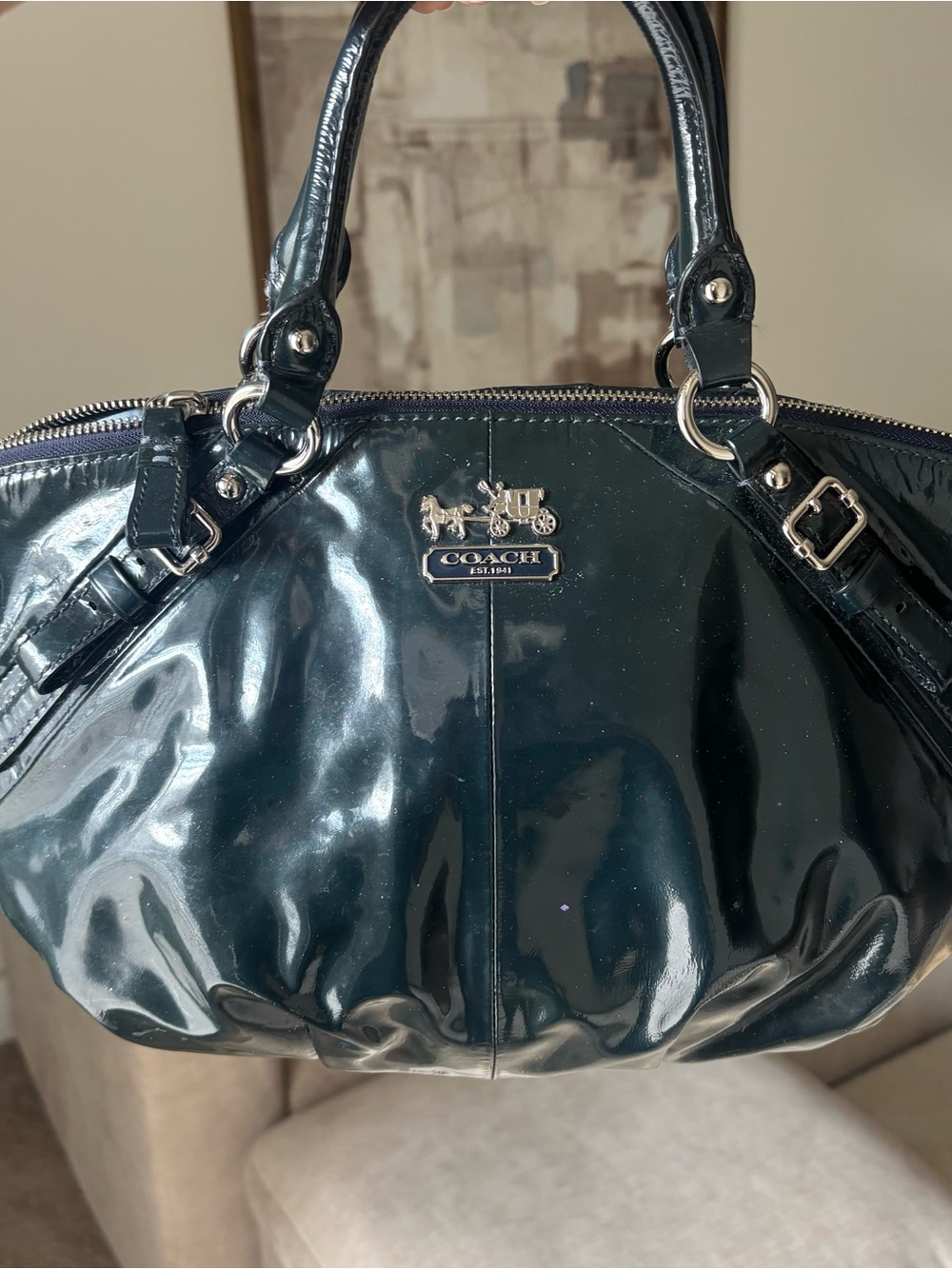 Coach Madison Patent Sophia Satchel featuring c patent leather
